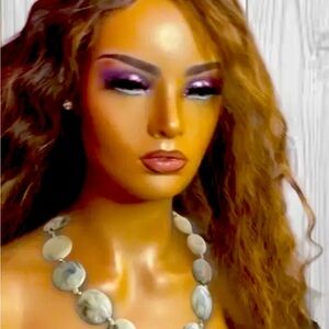 Elegant Marble Pattern Statement Necklace 21” Pre-owned